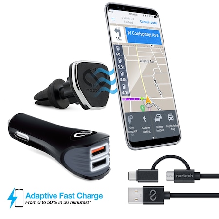 Naztech Naztech Safety Essentials Magbuddy USB-C 3 Piece Car Kit 14271